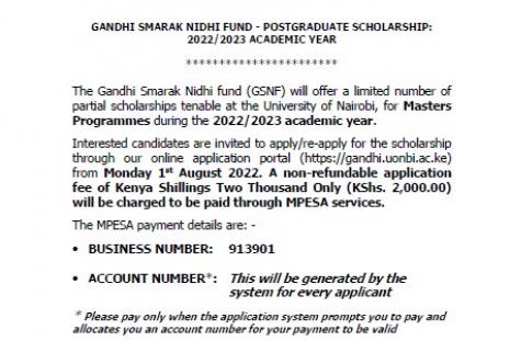 2022/2023 Gandhi Smarak Nidhi Fund (GSNF) Board of Trustee Postgraduate Scholarship