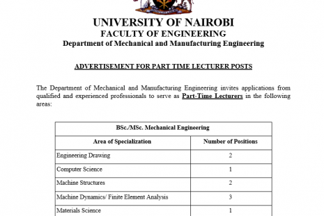 ADVERT FOR PART TIME LECTURER