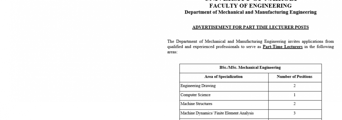 ADVERT FOR PART TIME LEC MME