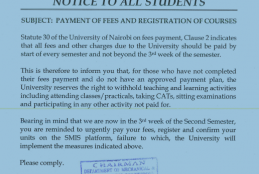 Payment of School Fees and Registration of Courses